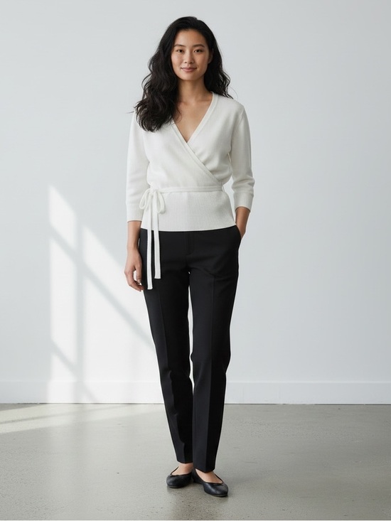 Pure Collection Sweaters - PURE Collection Cashmere Cream Wrap Front Sweater Tie Waist 4 Small